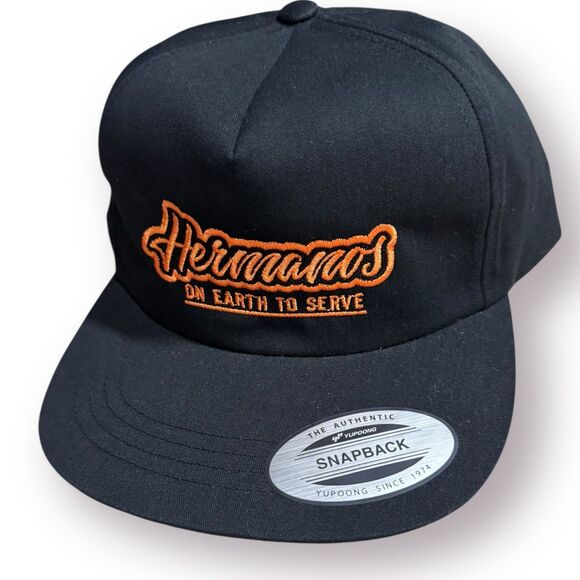 Hermanos On Earth To Serve - Black Snapback Hat - Picture 1 of 6